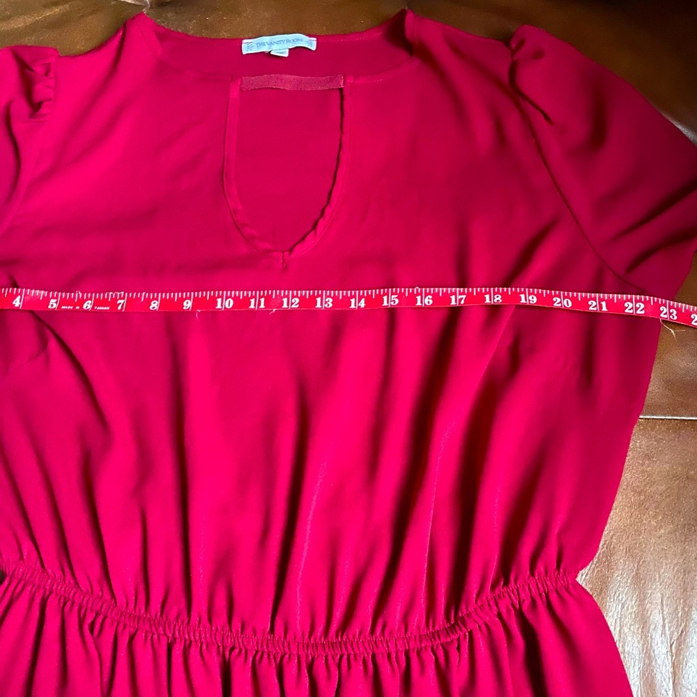 Bright Red Beautiful Dress Midi with Long Sleeves Detail on the Front - Picture 14 of 16